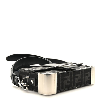 Fendi Recycled Fabric Jacquard Vitello Astro FF 1974 Mini Baguette Trunk Asfalto Black 4 of 9