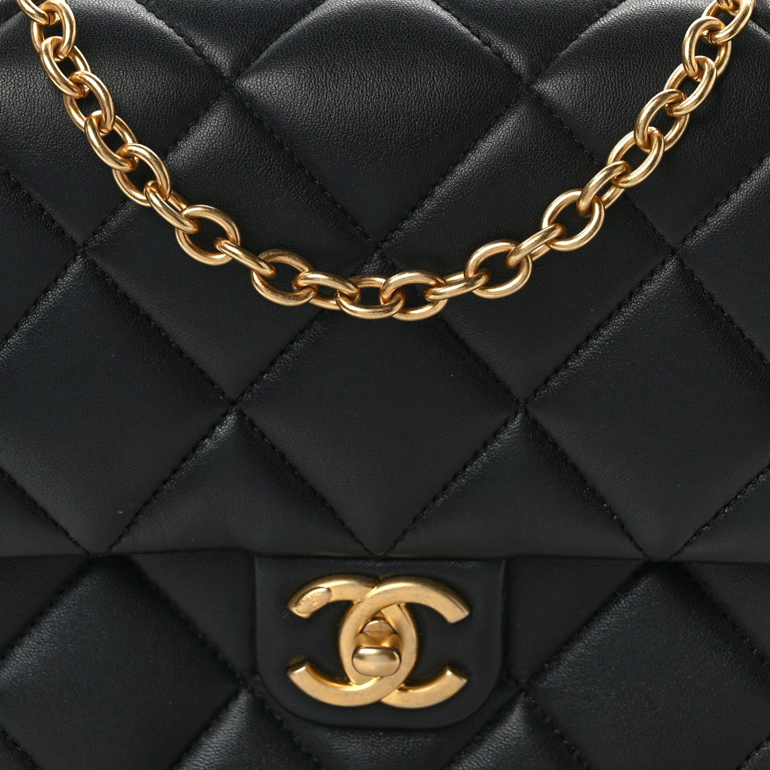 Chanel Lambskin Enamel Pearl Quilted Mini Charm Me Square Flap Black 8 of 12