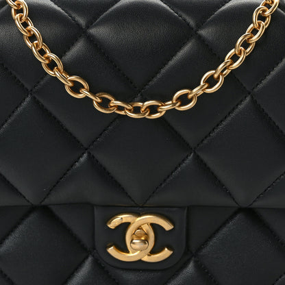 Chanel Lambskin Enamel Pearl Quilted Mini Charm Me Square Flap Black 8 of 12