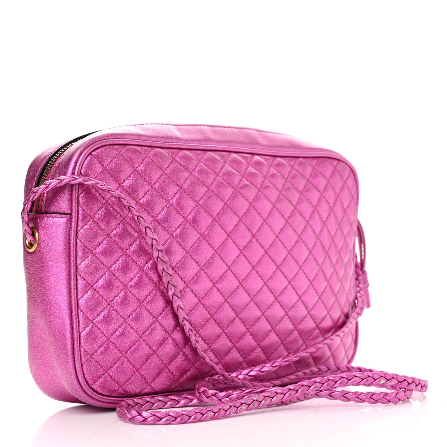 Laminated Nappa Trapuntata Small Zumi Shoulder Bag Fuxia