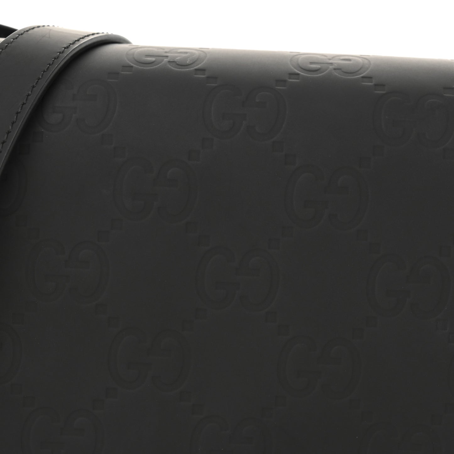 Rubber Effect Calfskin GG Mini Messenger Bag Black