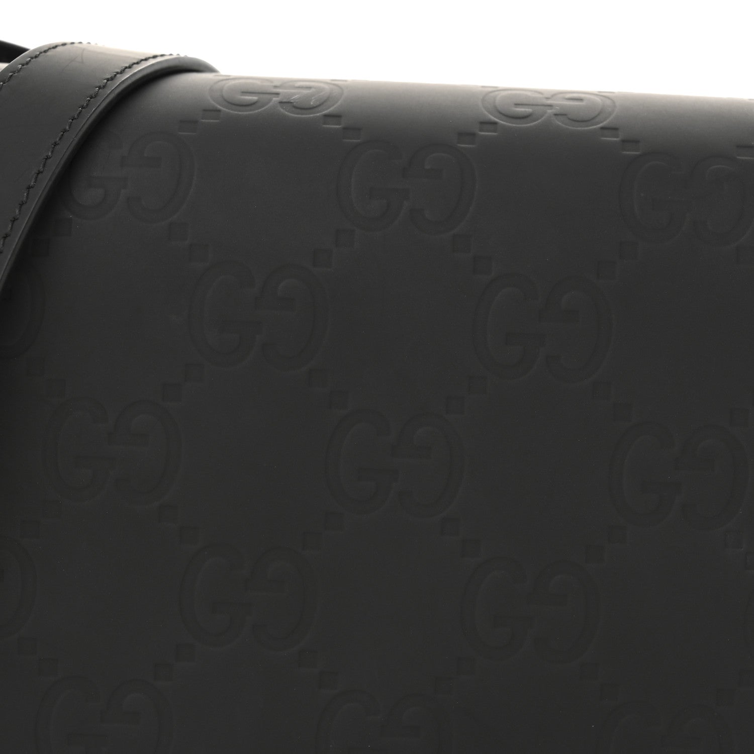 Gucci Rubber Effect Calfskin GG Mini Messenger Bag Black 8 of 10