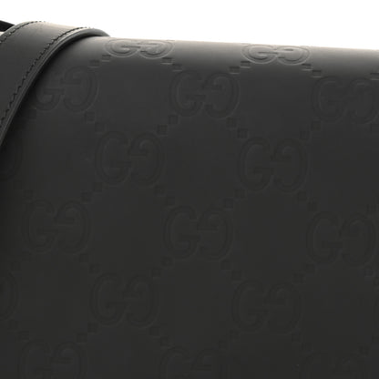 Gucci Rubber Effect Calfskin GG Mini Messenger Bag Black 8 of 10