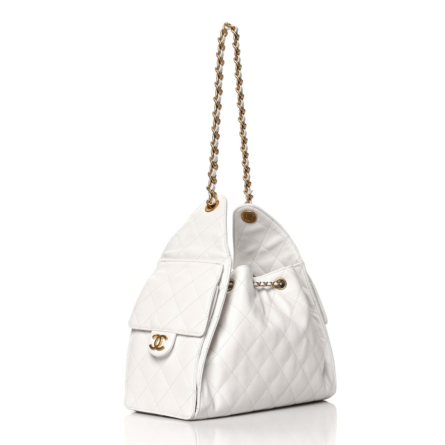 Caviar Quilted Small Chanel 25 Handbag White
