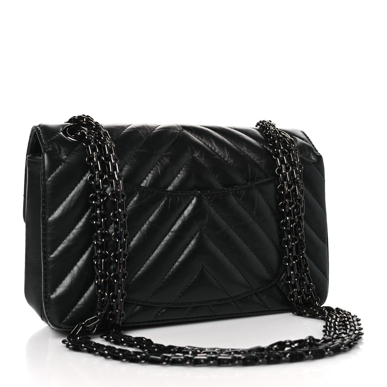 Chanel Aged Calfskin Chevron Quilted 2.55 Reissue Mini Flap So Black 3 of 11