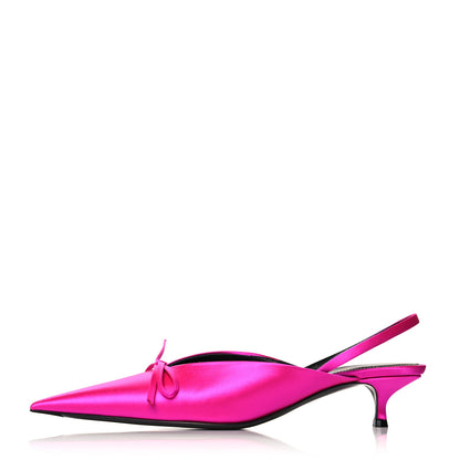 Balenciaga Satin Pointed Toe Knife Slingback 40mm Mules 36 Rose Fuchsia 1 of 8