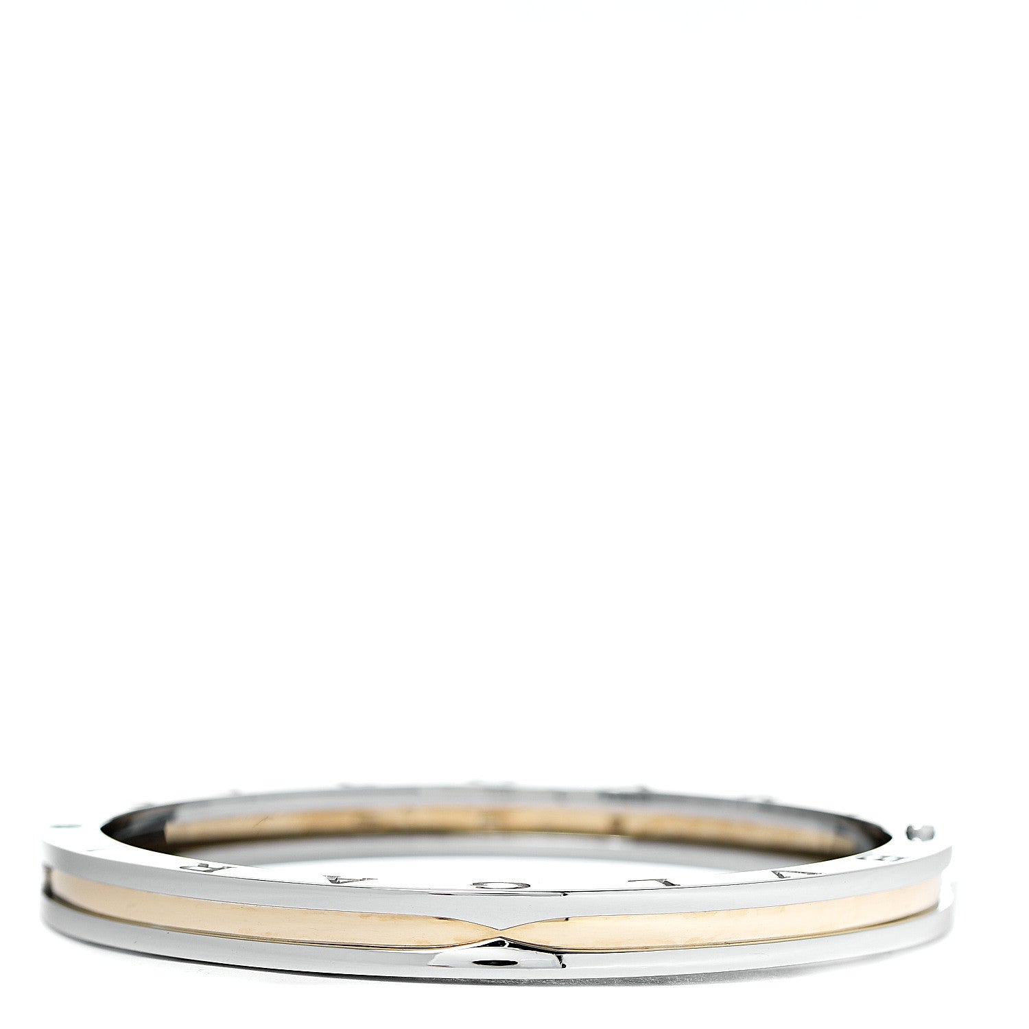 Bulgari 18K Yellow Gold Stainless Steel B.Zero1 Bangle Bracelet L 2 of 4