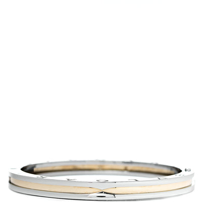 Bulgari 18K Yellow Gold Stainless Steel B.Zero1 Bangle Bracelet L 2 of 4