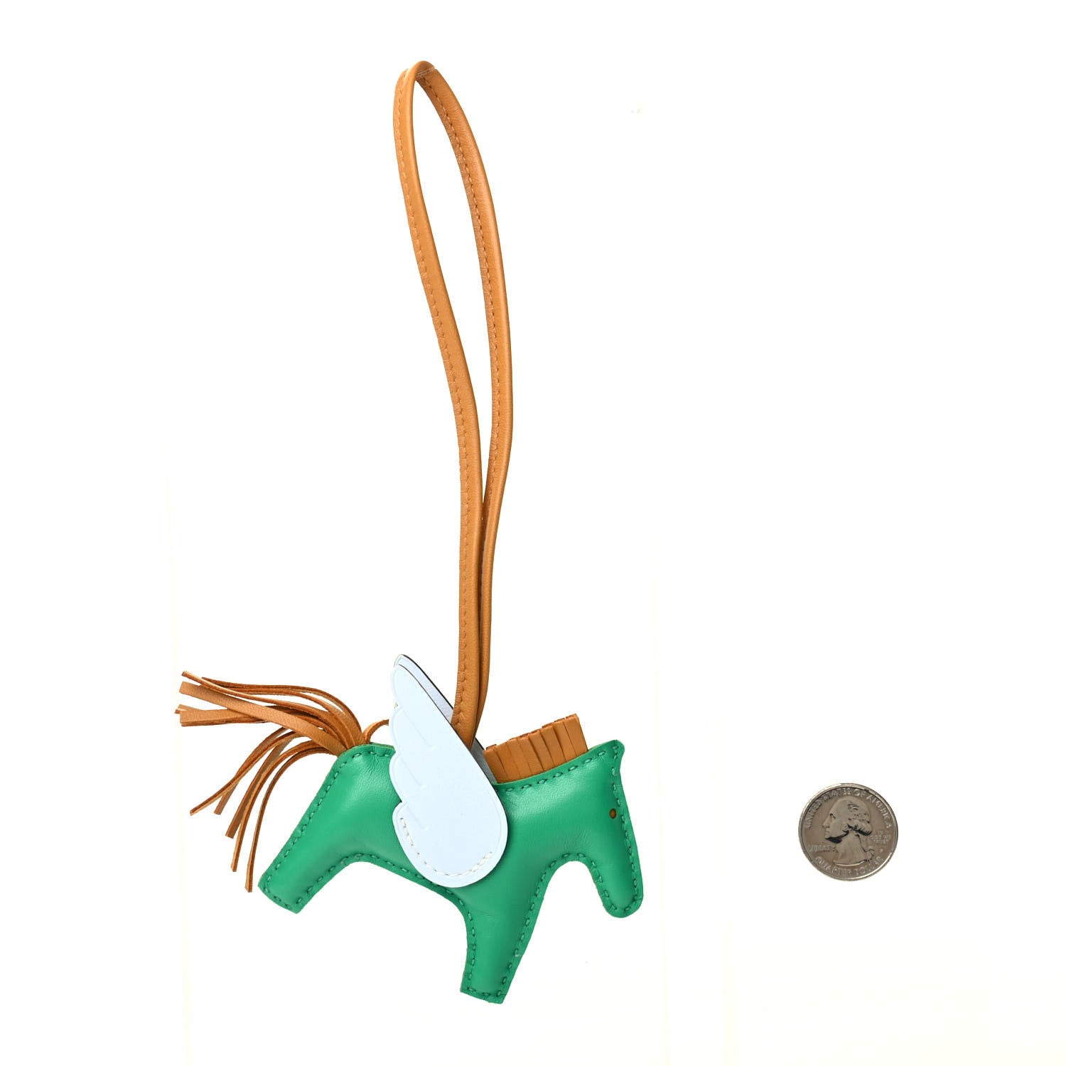 Hermes Milo Lambskin Grigri Rodeo Pegase Horse Bag Charm PM Menthe Sesame Bleu Brume 3 of 9