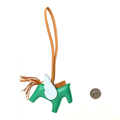 Hermes Milo Lambskin Grigri Rodeo Pegase Horse Bag Charm PM Menthe Sesame Bleu Brume 3 of 9