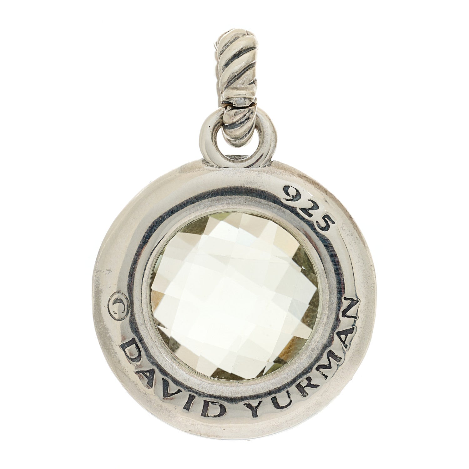 David Yurman Sterling Silver Diamond Prasiolite 18mm Cerise Pendant 3 of 3
