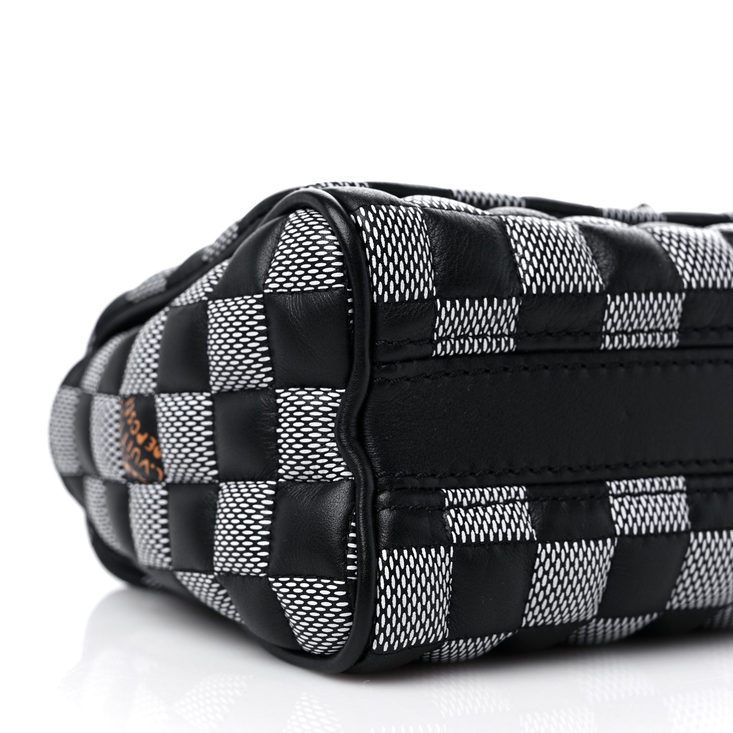 Calfskin Damier Twist Shoulder Bag BB Black White