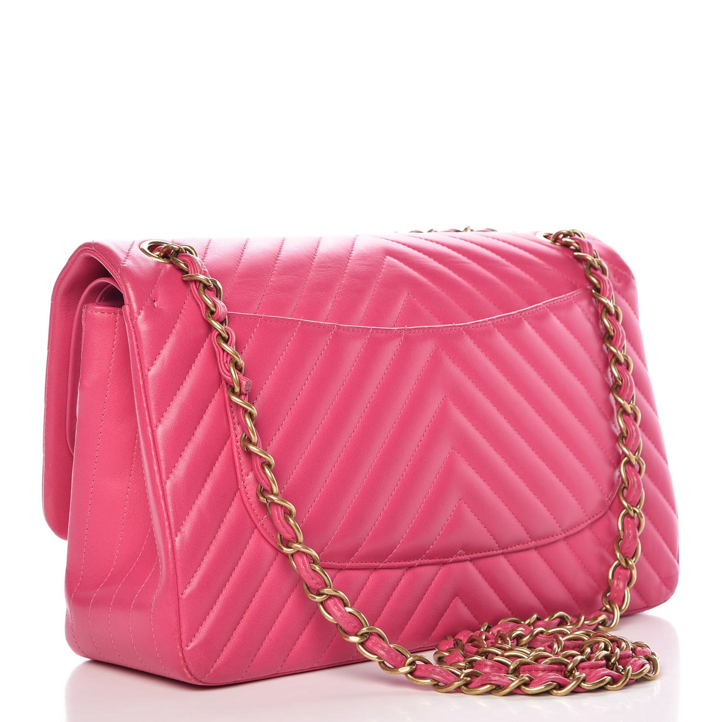 Lambskin Chevron Quilted Jumbo Double Flap Pink