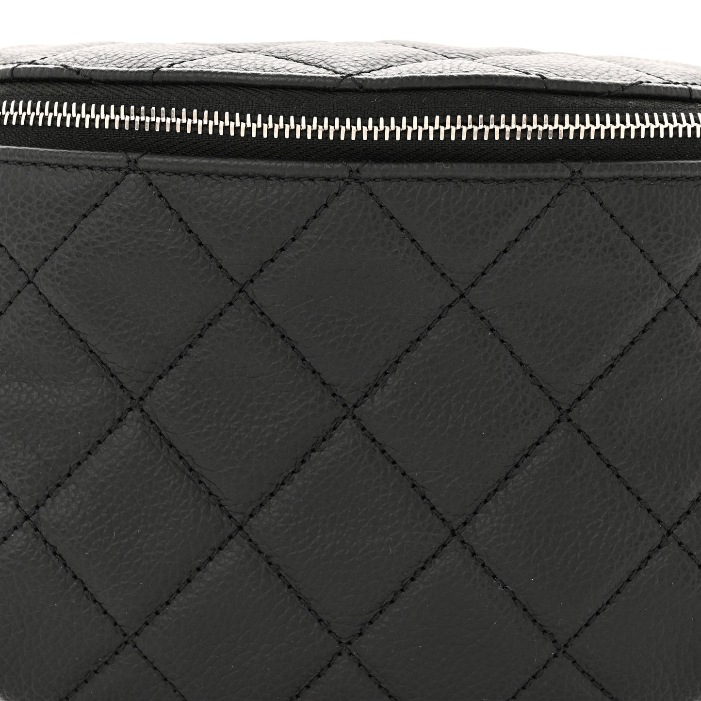 Grained Calfskin Quilted Waist Belt Bag Black