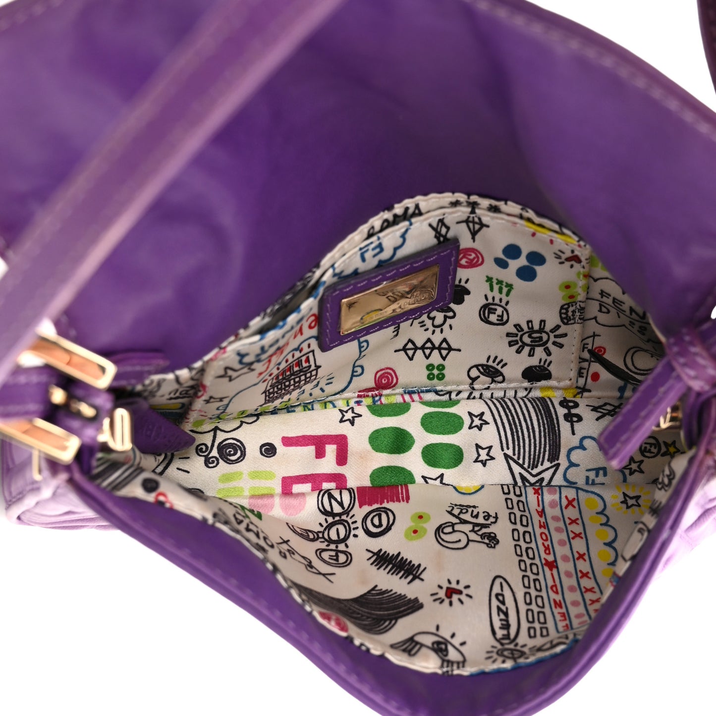 Nappa Logo Embossed Mini Baguette Purple