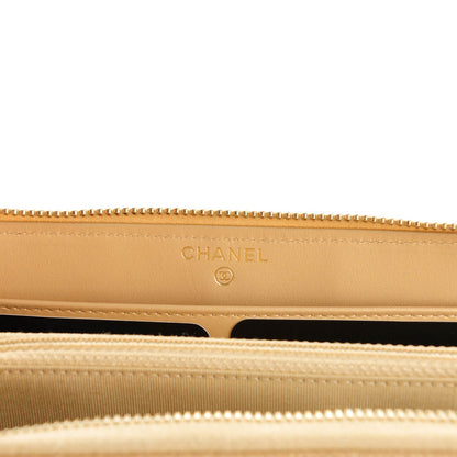 Chanel Pearly Caviar Quilted Large Gusset Zip Around Wallet Gold 6 of 8