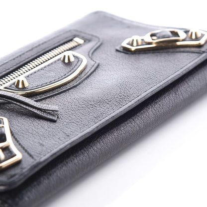 Balenciaga Chevre Gold Metallic Edge Hardware Money Wallet Black 9 of 9