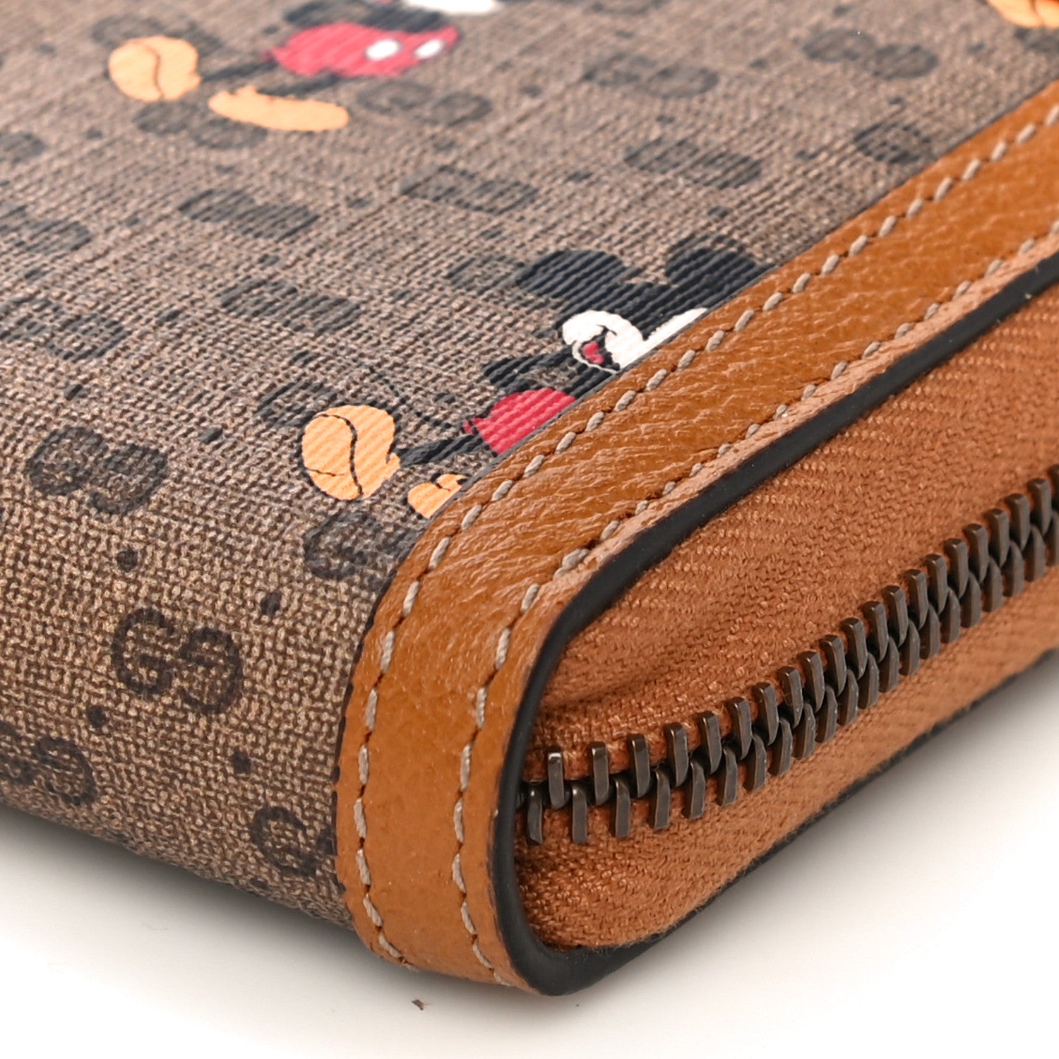 Gucci X DISNEY Mini Vintage GG Supreme Monogram Mickey Mouse Zip Around Wallet Beige Vintage Sun Oil 9 of 10