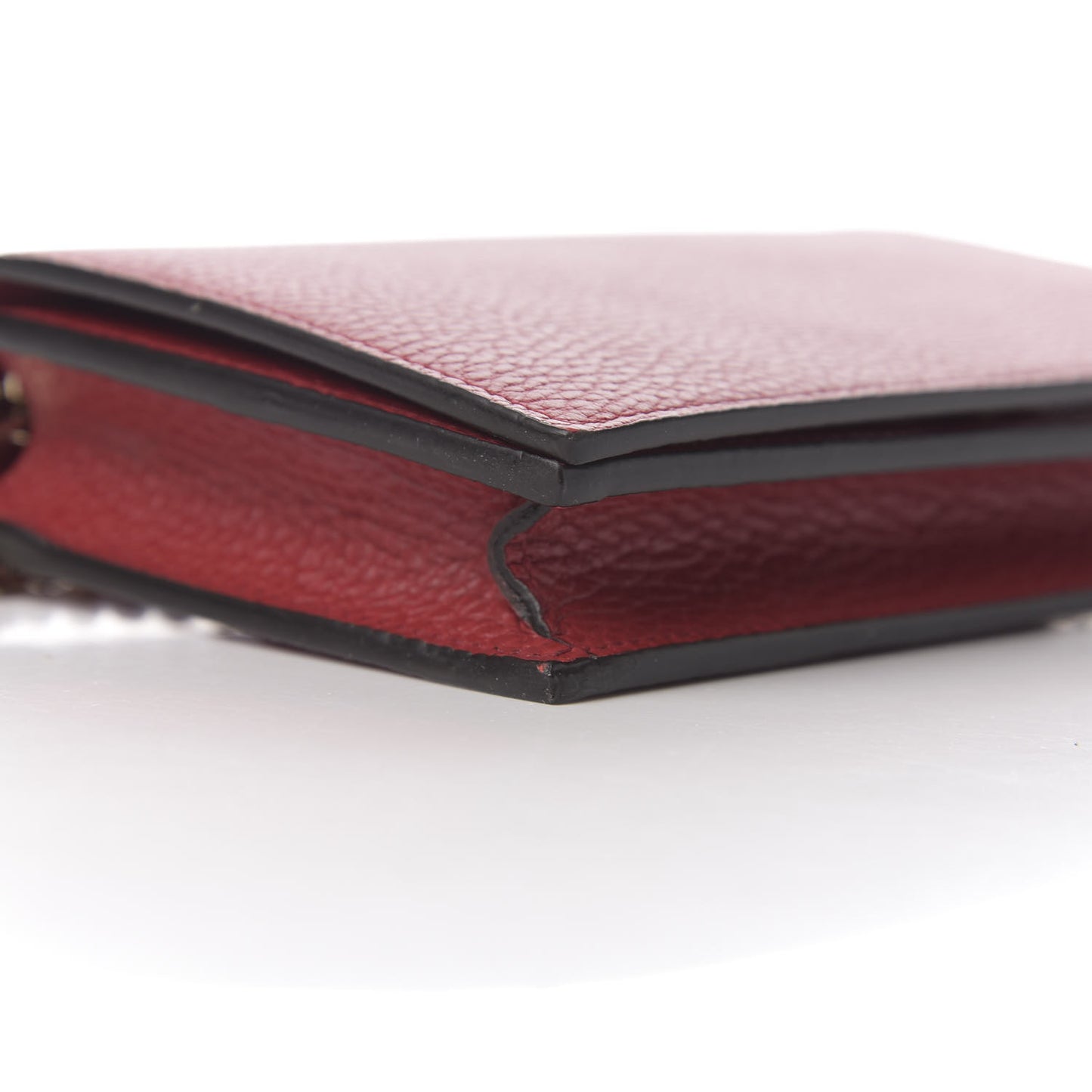 Dollar Calfskin Medium Betty Chain Wallet Red