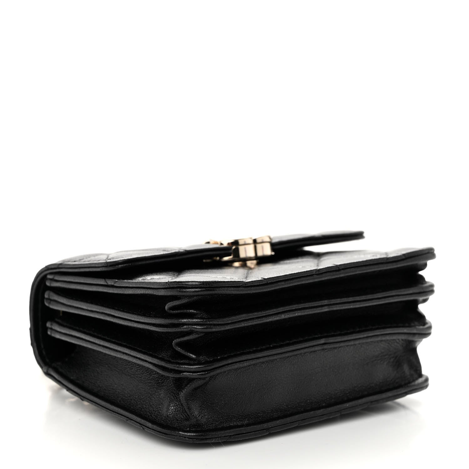 Chanel Lambskin Quilted Top Handle Flap Clutch With Chain Black 4 of 10
