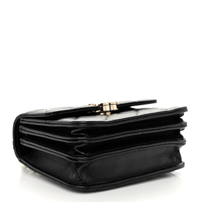 Chanel Lambskin Quilted Top Handle Flap Clutch With Chain Black 4 of 10