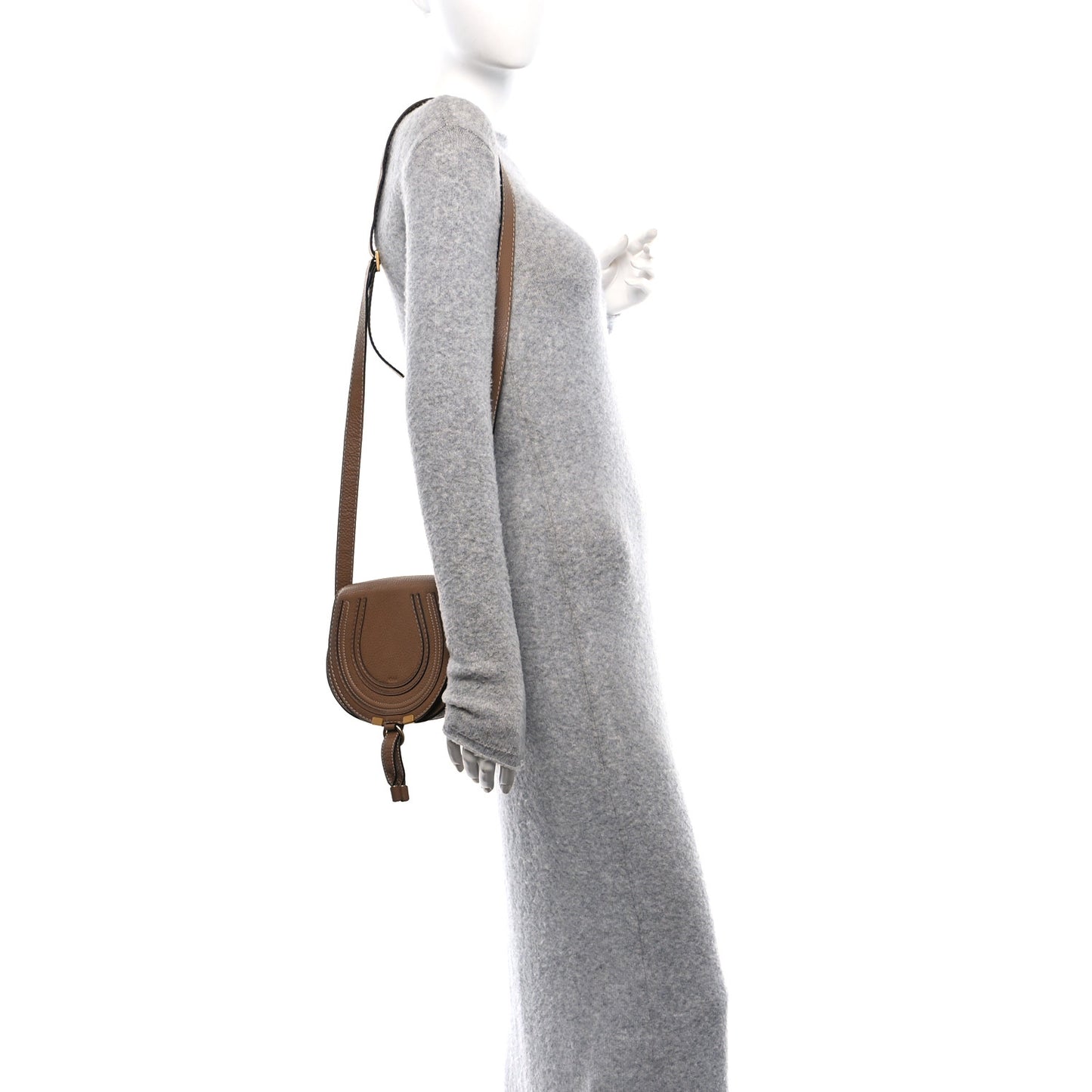 Calfskin Mini Marcie Round Crossbody Bag Nut