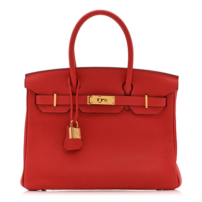 Hermes Taurillon Clemence Birkin 30 Rouge Pivoine 2 of 19
