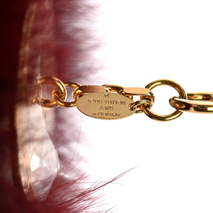 Louis Vuitton Fox Fur Fuzzy V Bag Charm Amarante 3 of 5