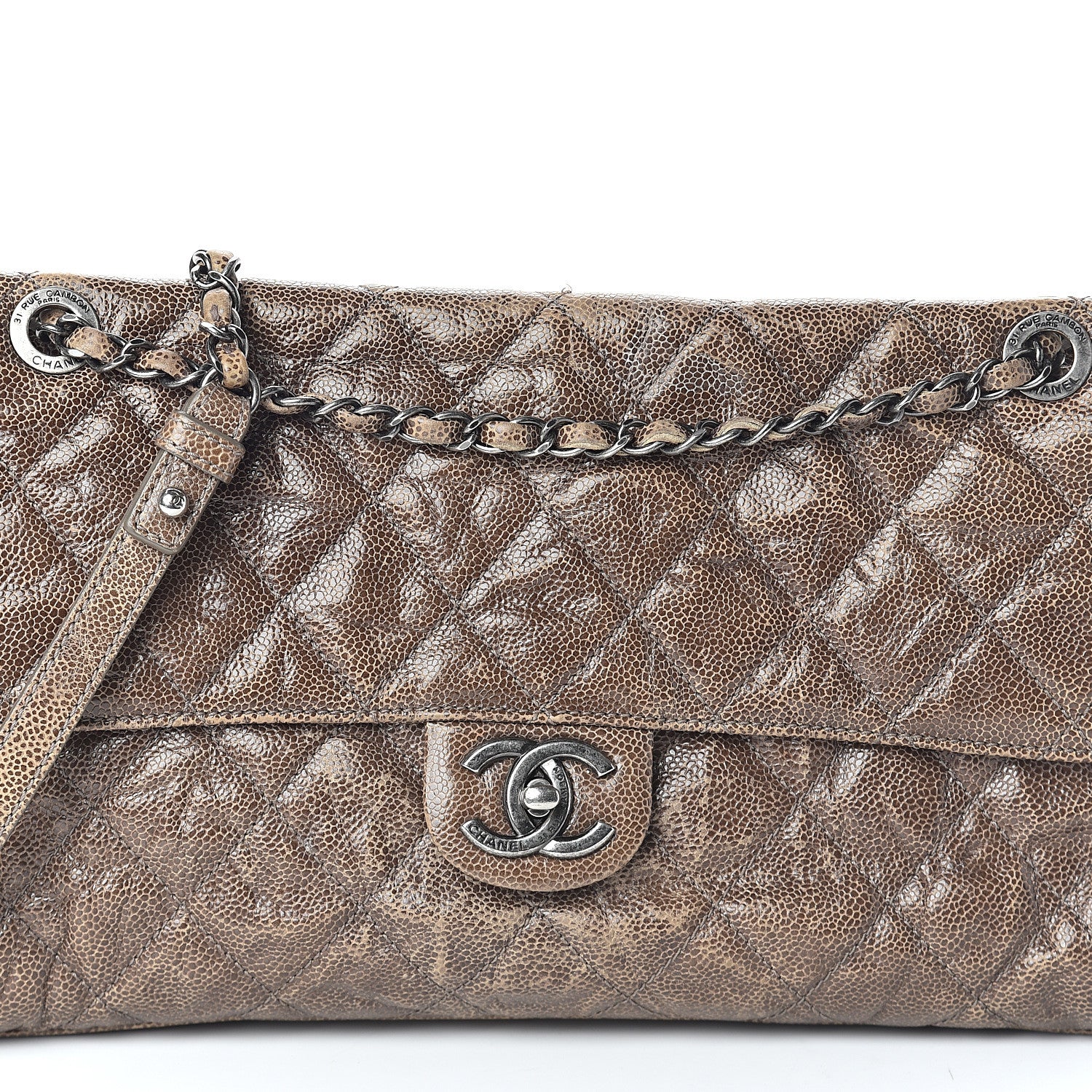 Chanel Crumpled Grained Calfskin Jumbo CC Crave Flap Beige 9 of 11