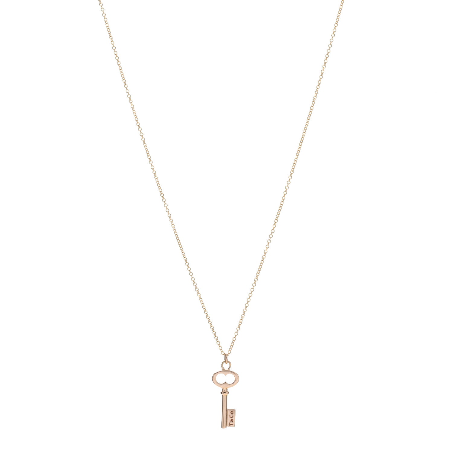 Tiffany 18K Rose Gold Mini Key Pendant Necklace 1 of 4