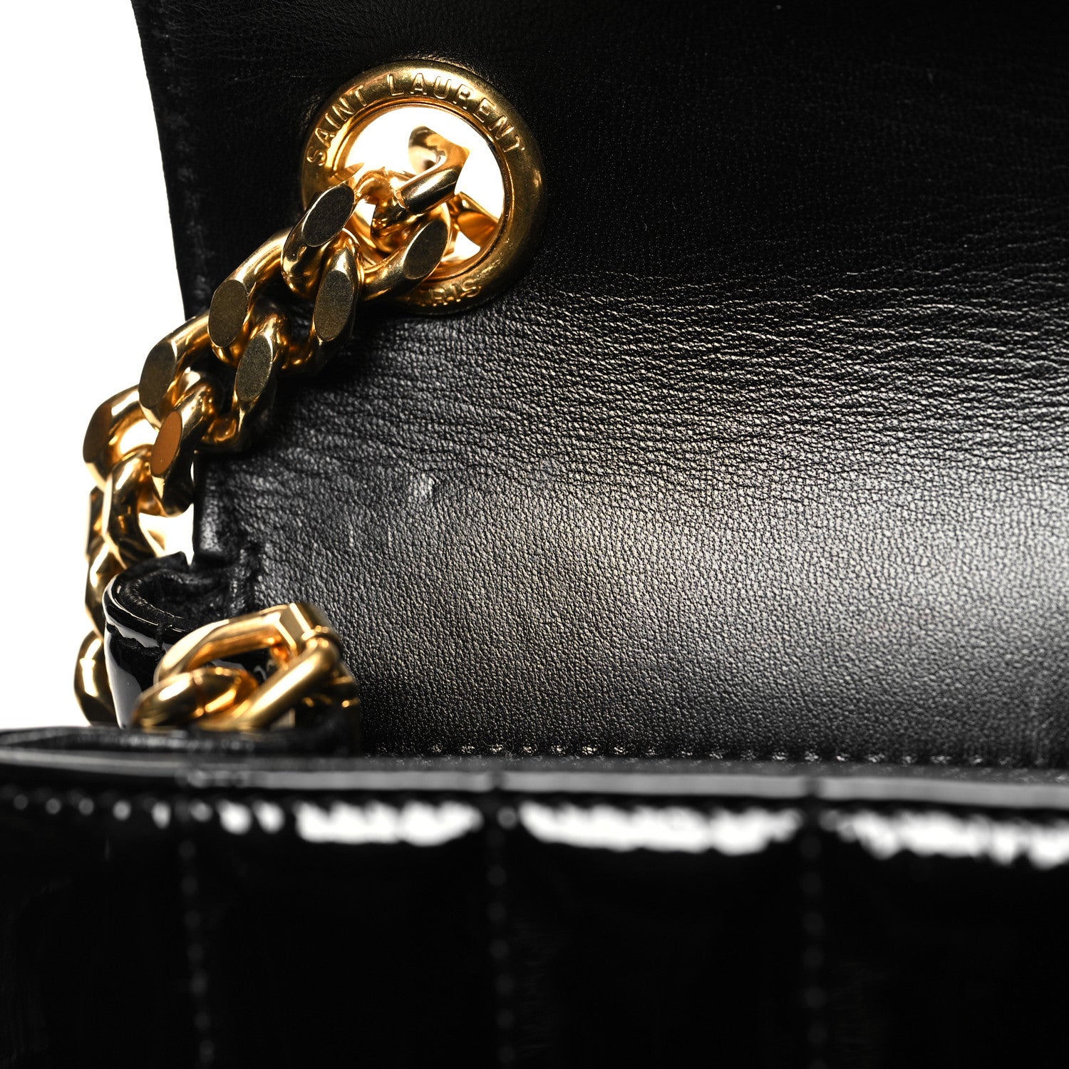 Saint Laurent Patent Matelasse Monogram Large Vicky Chain Bag Black 11 of 11