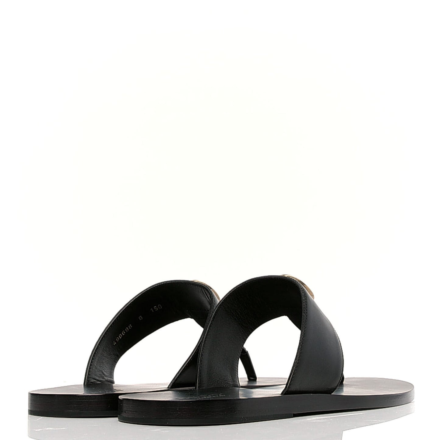 Rei Calfskin Cirano Lux Mens GG Marmont Thong Flat Sandals 8 Black