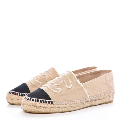 Chanel Toile CC Espadrilles 38 Beige Black 3 of 11