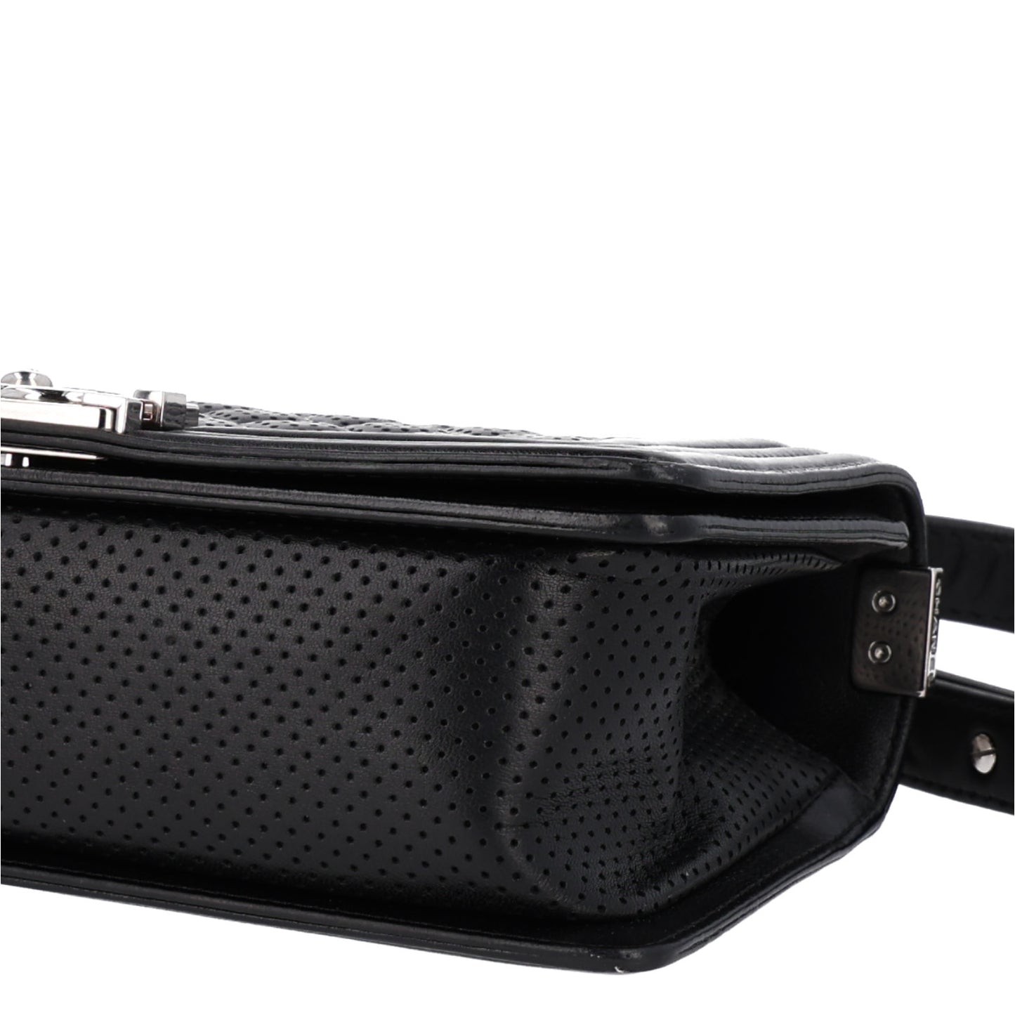 Lambskin Perforated Medium Boy Flap Black