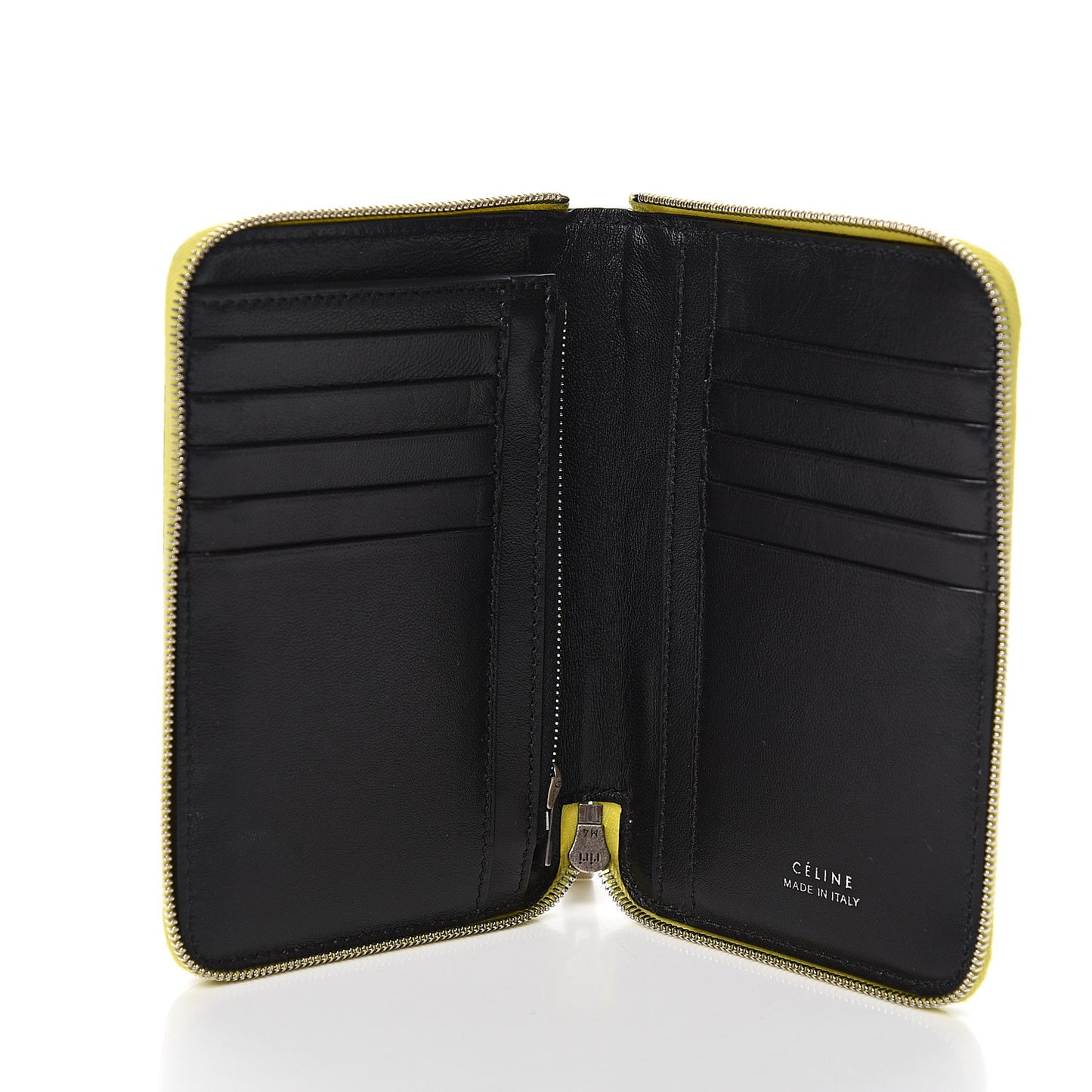 Drummed Calfskin Medium Zip Around Multifunction Wallet Citron
