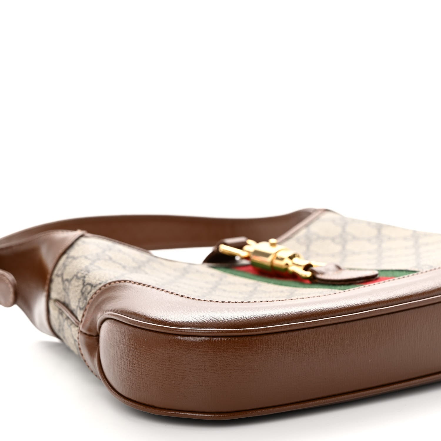 Gucci GG Supreme Monogram Azalea Calfskin Web Small Jackie 1961 Hobo Beige Ebony Brown Sugar 8 of 9