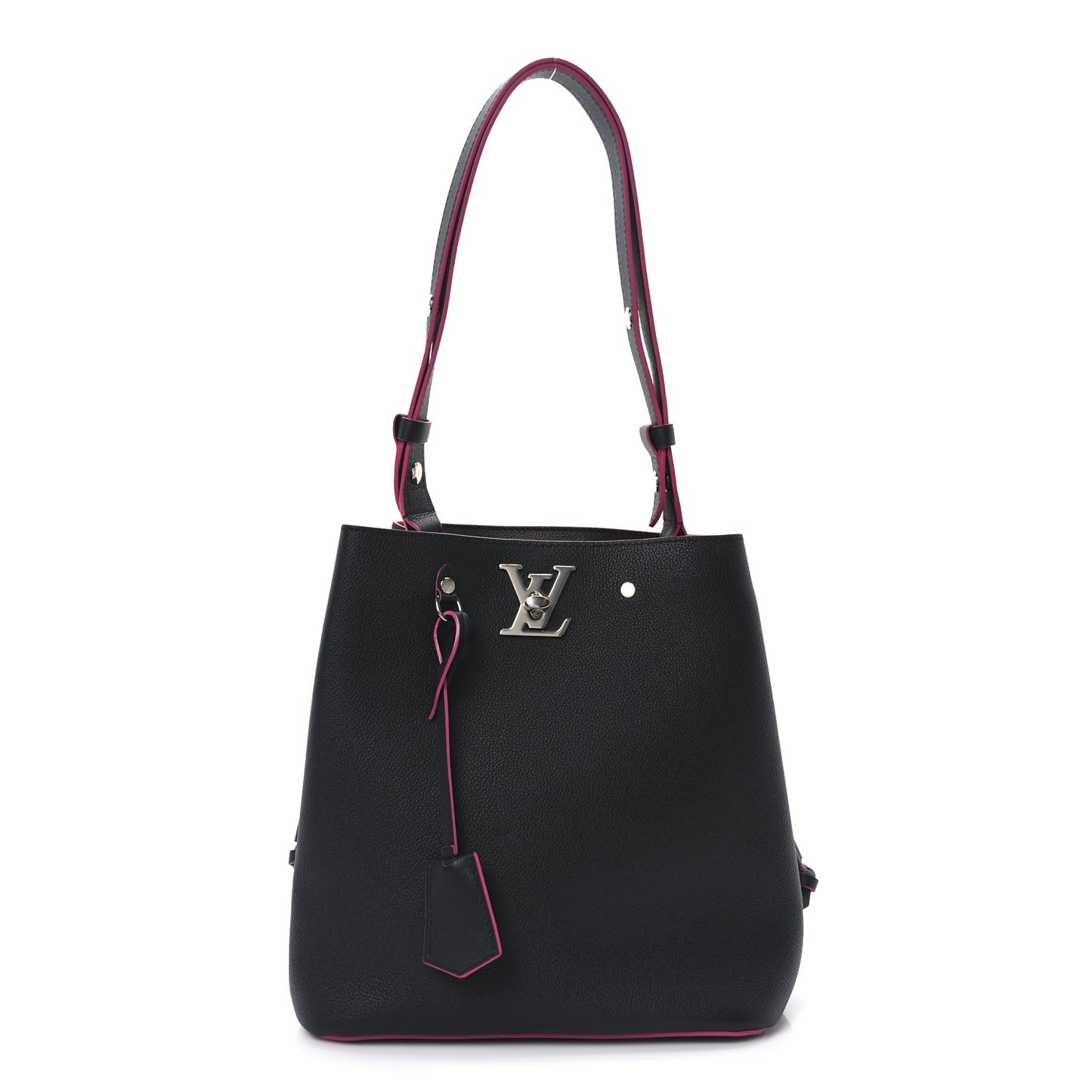 Calfskin Lockme Bucket Black
