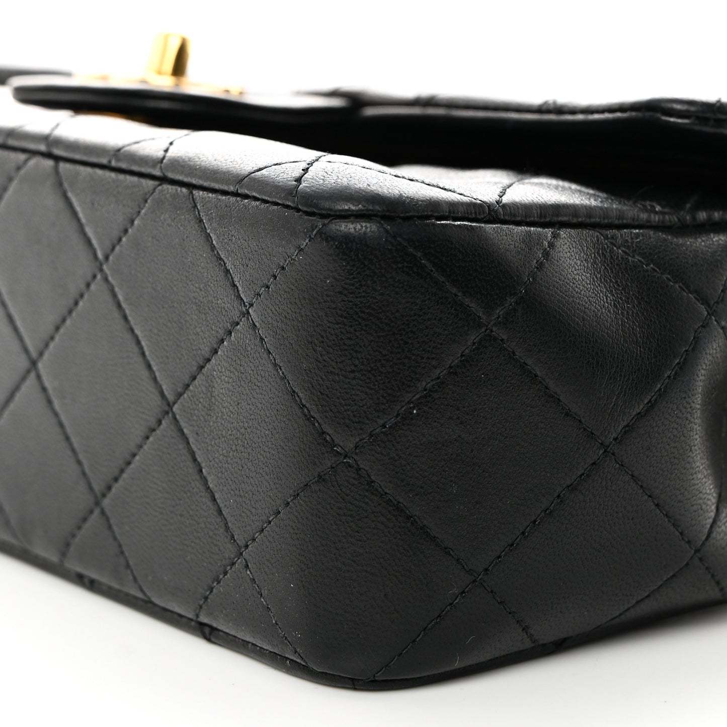 Lambskin Quilted Small Double Flap Black
