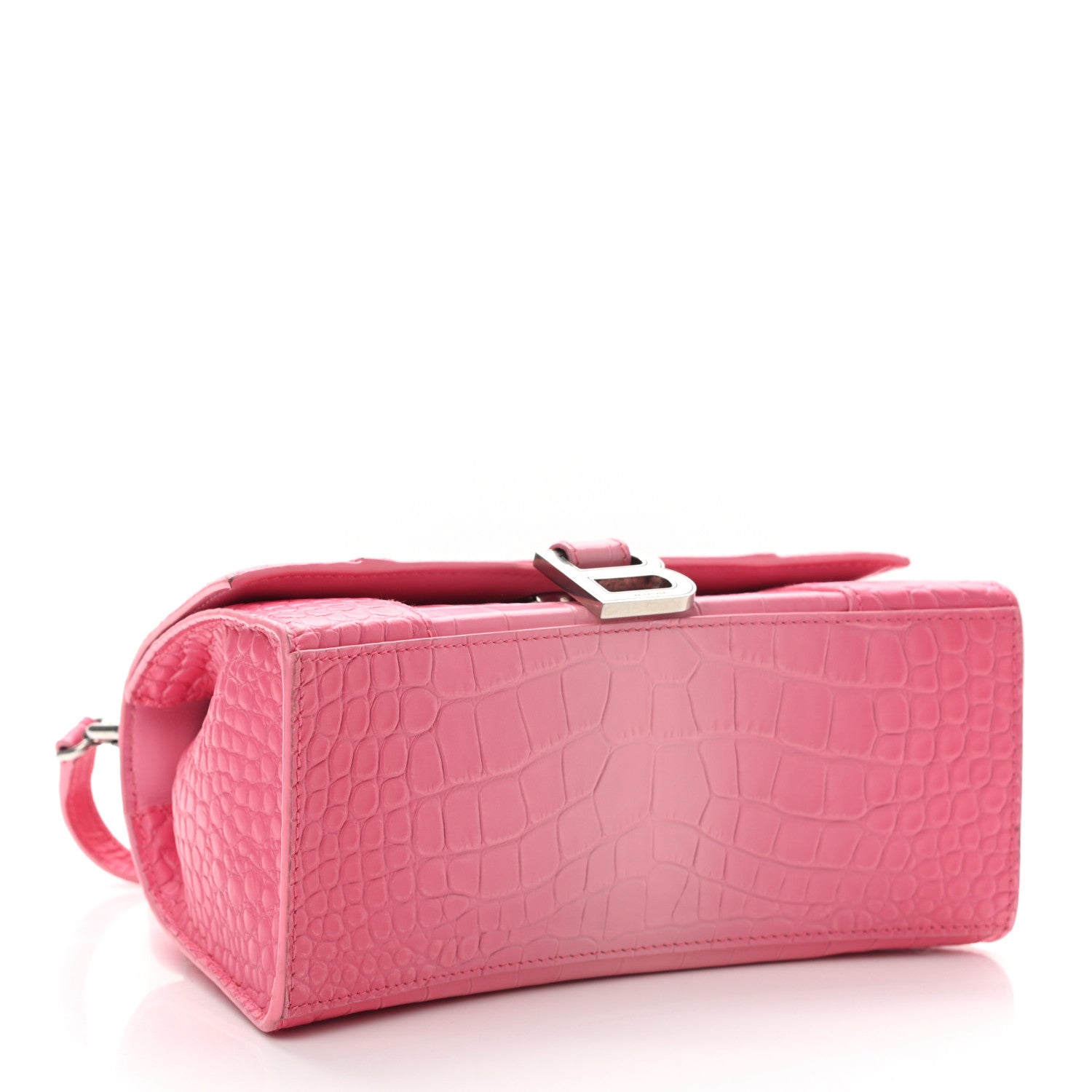 Balenciaga Calfskin Crocodile Embossed Degrade Small Hourglass Top Handle Bag Sweet Pink 4 of 12