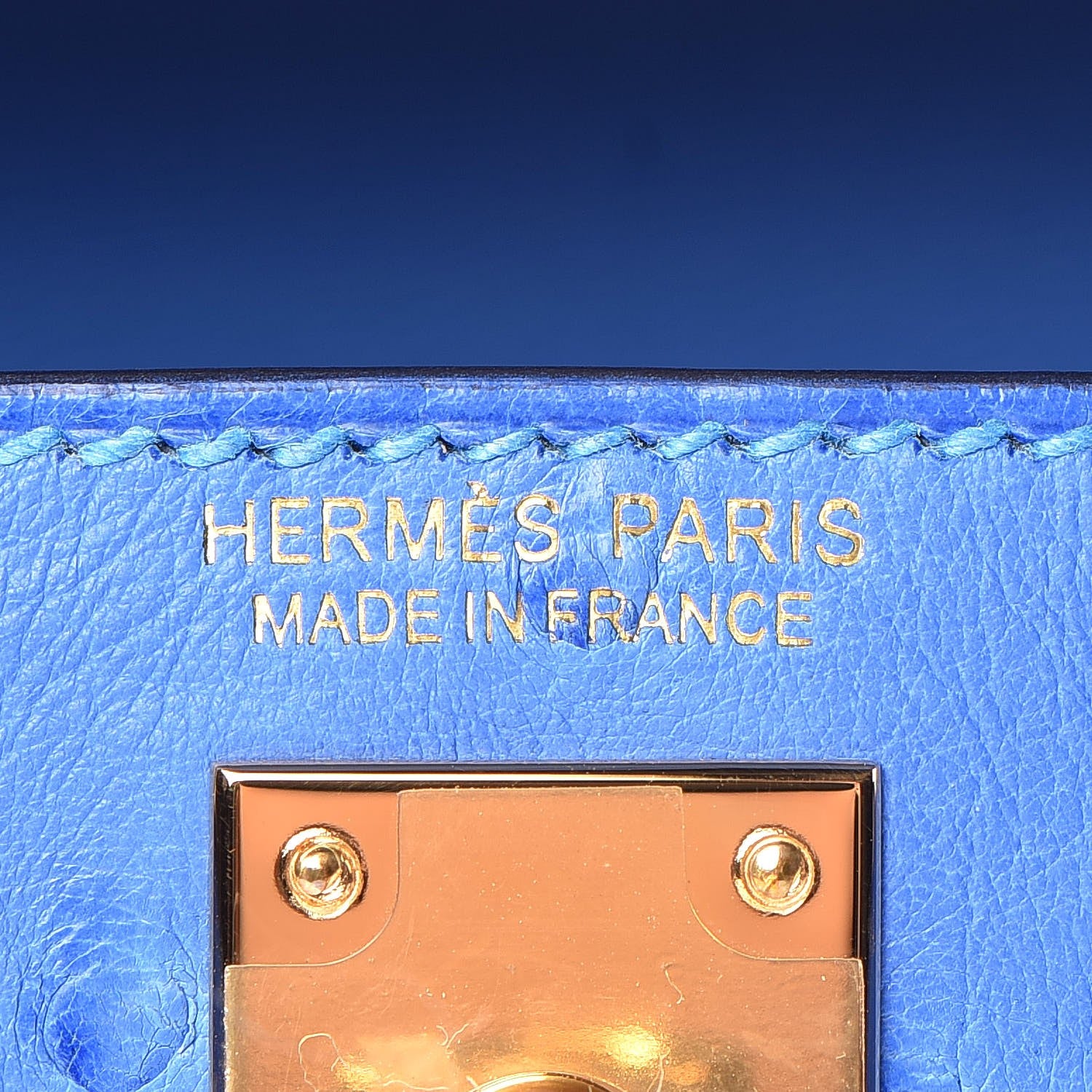 Hermes Ostrich Mini Kelly Sellier 20 Blueet 38 of 60