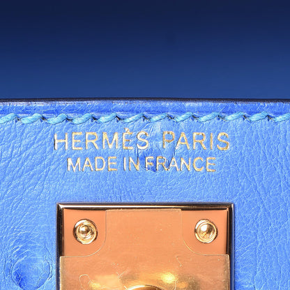 Hermes Ostrich Mini Kelly Sellier 20 Blueet 38 of 60