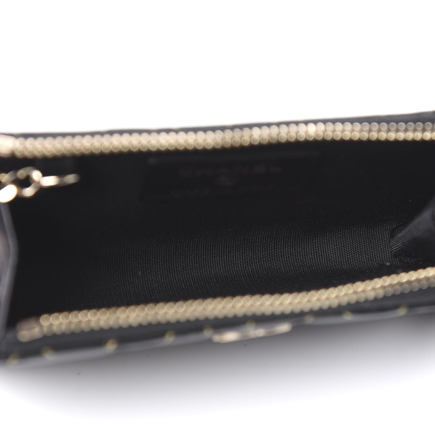 Lambskin Camellia Embossed Key Holder Case Black Gold