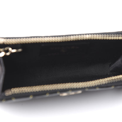 Chanel Lambskin Camellia Embossed Key Holder Case Black Gold 4 of 7
