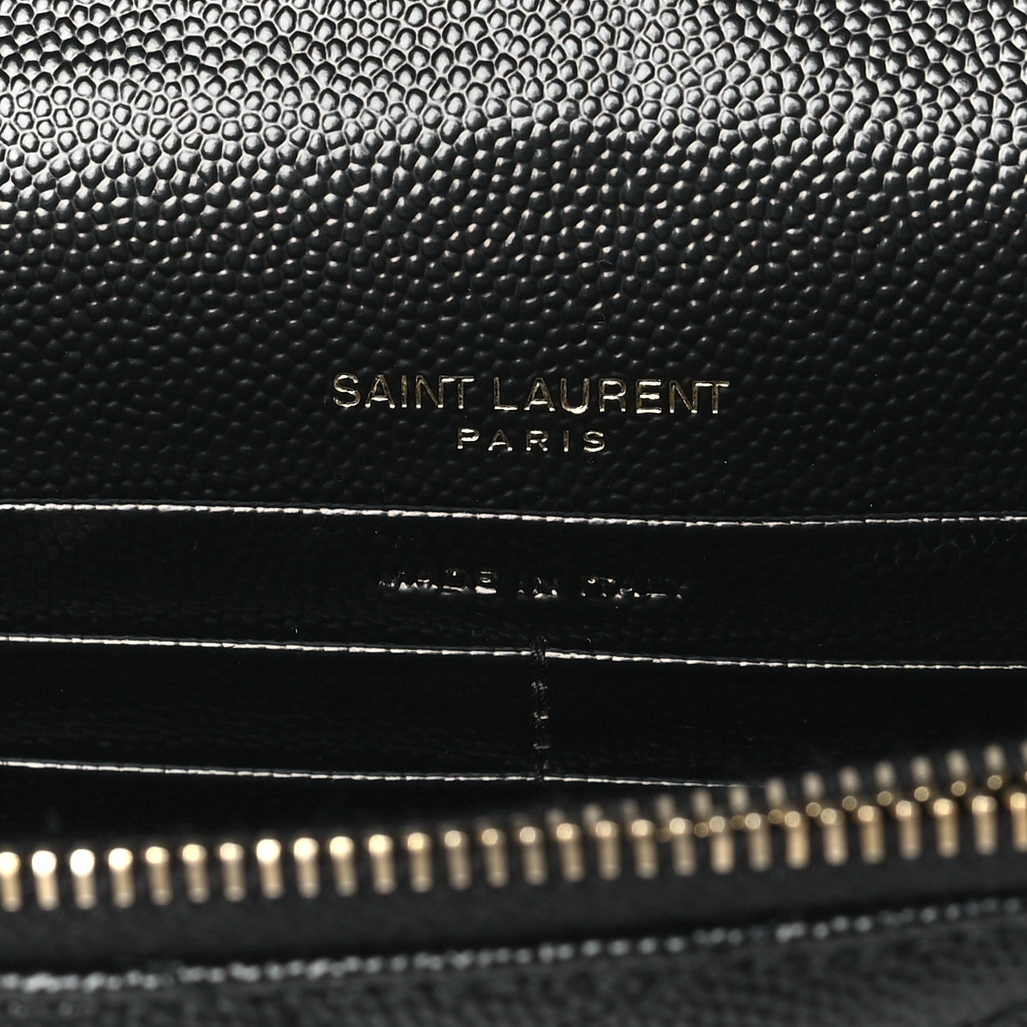 Grain De Poudre Matelasse Chevron Monogram Envelope Chain Wallet Black