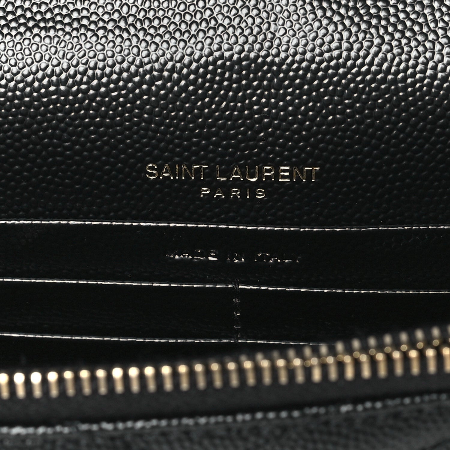 Saint Laurent Grain De Poudre Matelasse Chevron Monogram Envelope Chain Wallet Black 6 of 9