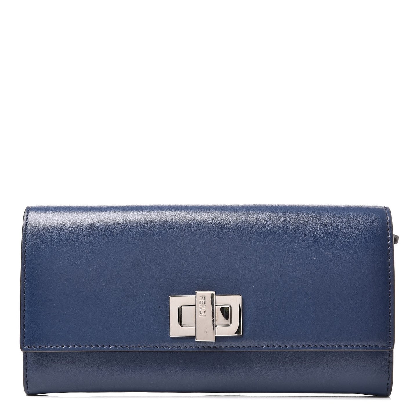 Vitello Century Bi-Color Peekaboo Continental Wallet Blue Carbone