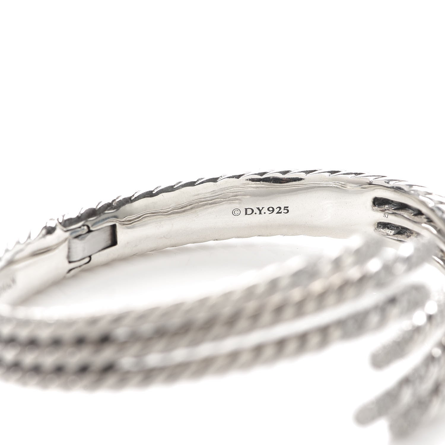 David Yurman Sterling Silver Diamond 3-Row Open Willow Bracelet 5 of 5