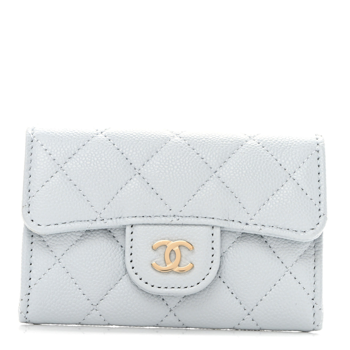 Chanel Caviar Quilted Flap Card Holder Wallet Blue 1 of 9