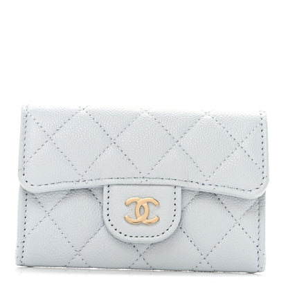 Chanel Caviar Quilted Flap Card Holder Wallet Blue 1 of 9