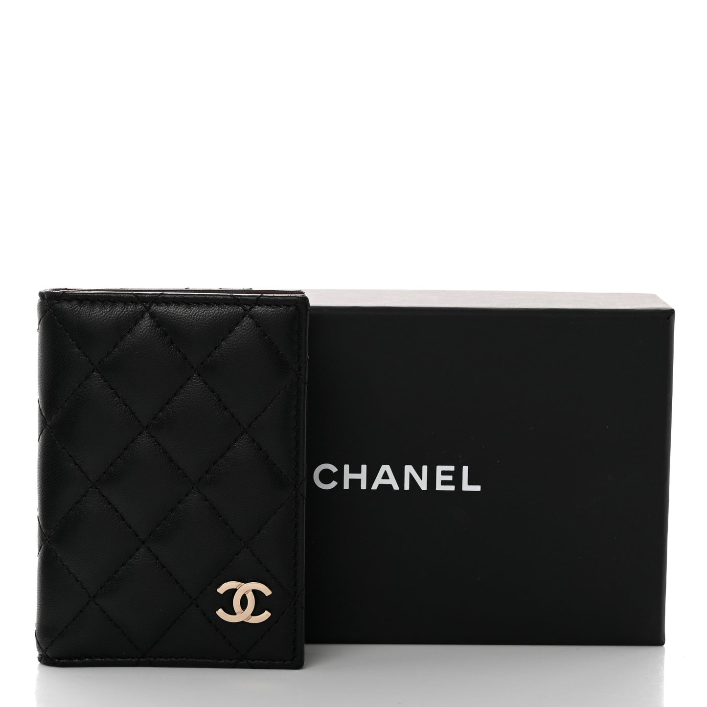Lambskin Quilted Card Holder Wallet Black